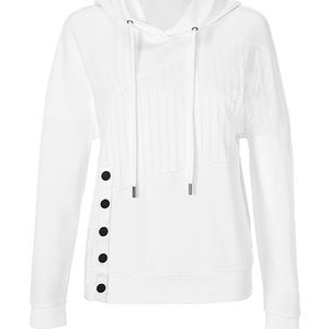 cabi | White Banded-Waist Road Trip Hoodie szL